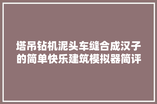 塔吊钻机泥头车缝合成汉子的简单快乐建筑模拟器简评