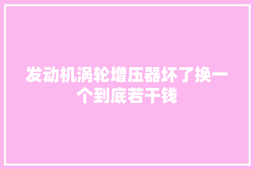 发动机涡轮增压器坏了换一个到底若干钱