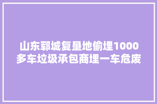 山东郓城复垦地偷埋1000多车垃圾承包商埋一车危废5万元上面盖两米好土就行了