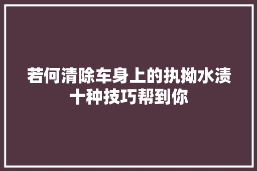 若何清除车身上的执拗水渍十种技巧帮到你 汽车知识