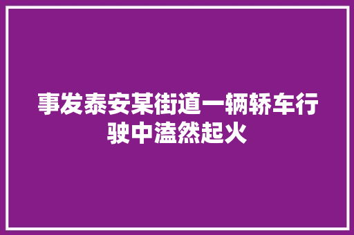 事发泰安某街道一辆轿车行驶中溘然起火