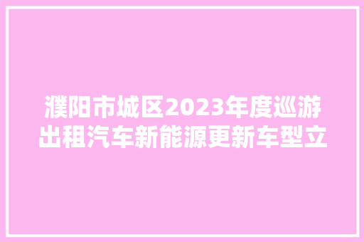 濮阳市城区2023年度巡游出租汽车新能源更新车型立案通知书记