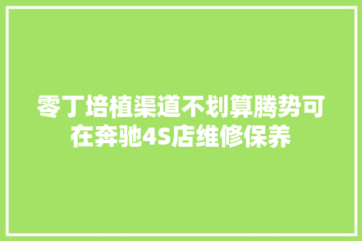零丁培植渠道不划算腾势可在奔驰4S店维修保养