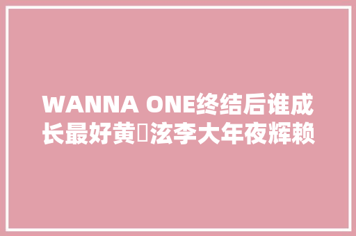 WANNA ONE终结后谁成长最好黄旼泫李大年夜辉赖冠霖等成员现况大年夜盘点