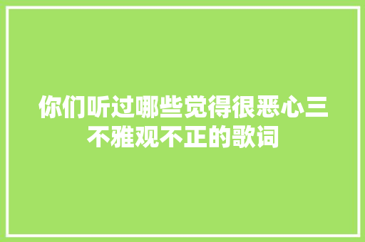 你们听过哪些觉得很恶心三不雅观不正的歌词