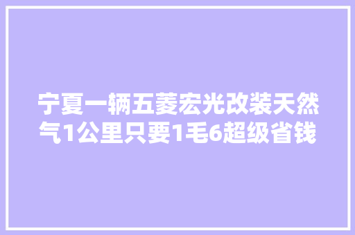 宁夏一辆五菱宏光改装天然气1公里只要1毛6超级省钱