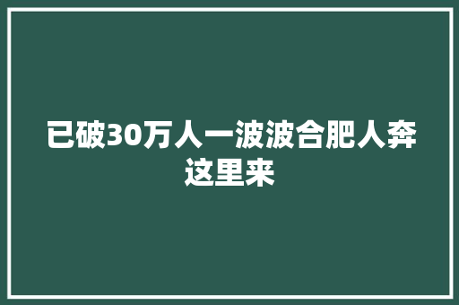 已破30万人一波波合肥人奔这里来