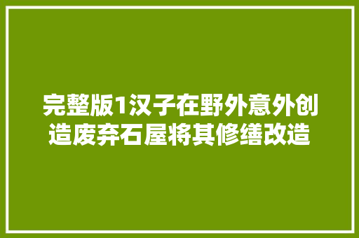 完整版1汉子在野外意外创造废弃石屋将其修缮改造