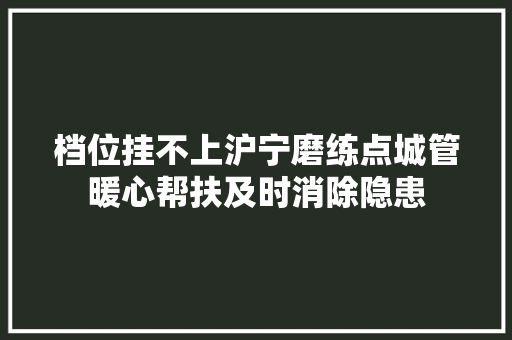 档位挂不上沪宁磨练点城管暖心帮扶及时消除隐患