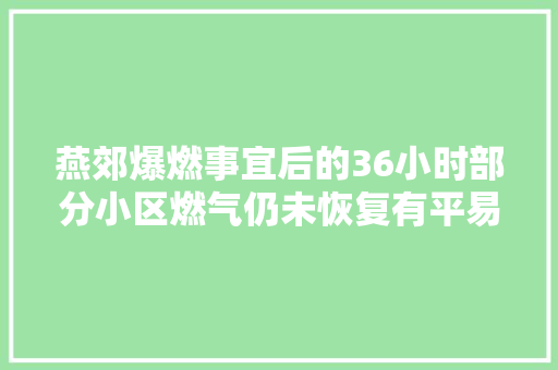 燕郊爆燃事宜后的36小时部分小区燃气仍未恢复有平易近众献花悼念逝者