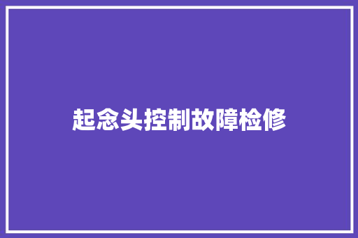 起念头控制故障检修