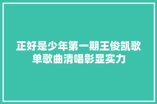 正好是少年第一期王俊凯歌单歌曲清唱彰显实力
