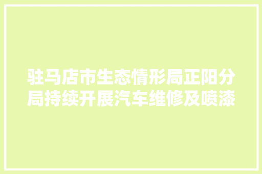 驻马店市生态情形局正阳分局持续开展汽车维修及喷漆行业专项排查行动