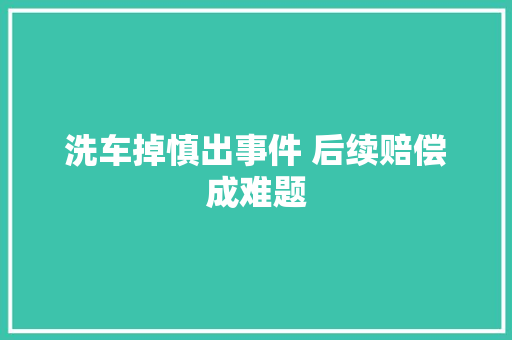 洗车掉慎出事件 后续赔偿成难题