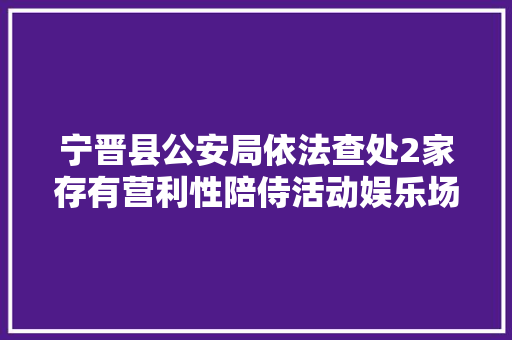 宁晋县公安局依法查处2家存有营利性陪侍活动娱乐场所