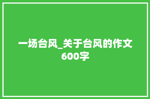 一场台风_关于台风的作文600字