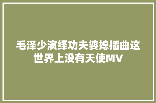 毛泽少演绎功夫婆媳插曲这世界上没有天使MV