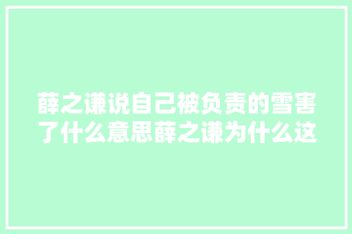 薛之谦说自己被负责的雪害了什么意思薛之谦为什么这么说