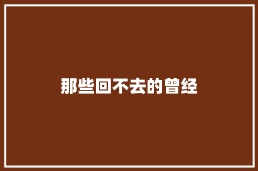 那些回不去的曾经