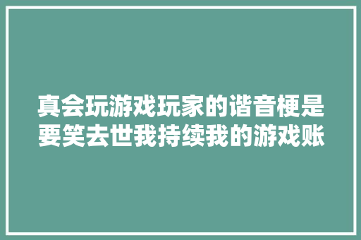 真会玩游戏玩家的谐音梗是要笑去世我持续我的游戏账号吗