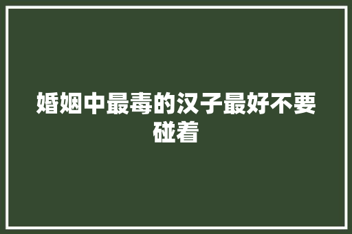 婚姻中最毒的汉子最好不要碰着