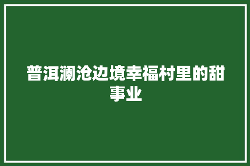 普洱澜沧边境幸福村里的甜事业