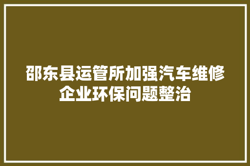 邵东县运管所加强汽车维修企业环保问题整治