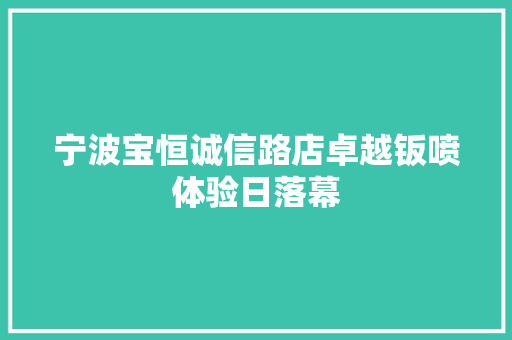 宁波宝恒诚信路店卓越钣喷体验日落幕