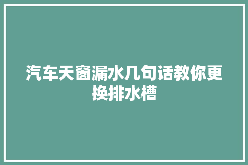汽车天窗漏水几句话教你更换排水槽 汽车知识