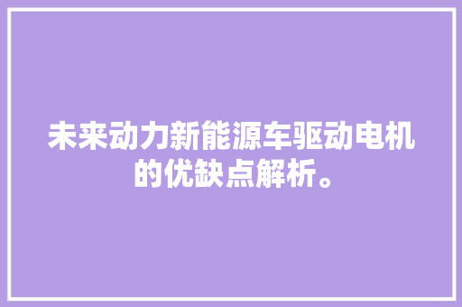 未来动力新能源车驱动电机的优缺点解析。