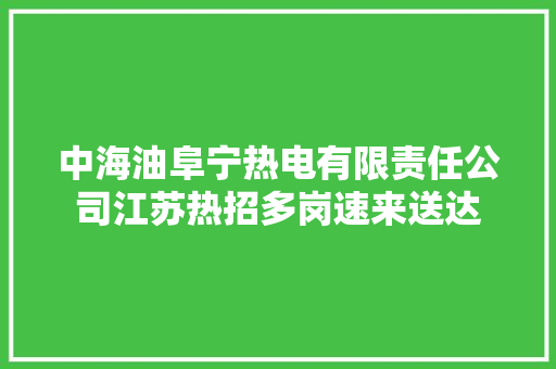 中海油阜宁热电有限责任公司江苏热招多岗速来送达