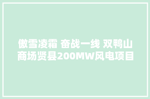 傲雪凌霜 奋战一线 双鸭山商场贤县200MW风电项目冬期施工忙