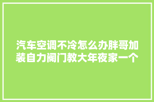 汽车空调不冷怎么办胖哥加装自力阀门教大年夜家一个好办法