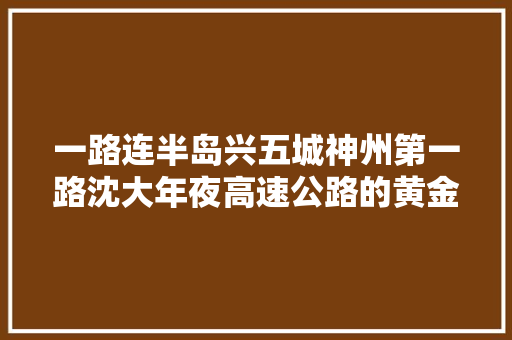 一路连半岛兴五城神州第一路沈大年夜高速公路的黄金效应 汽车知识