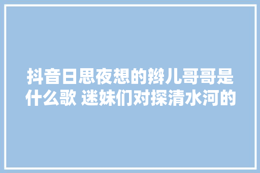 抖音日思夜想的辫儿哥哥是什么歌 迷妹们对探清水河的改编