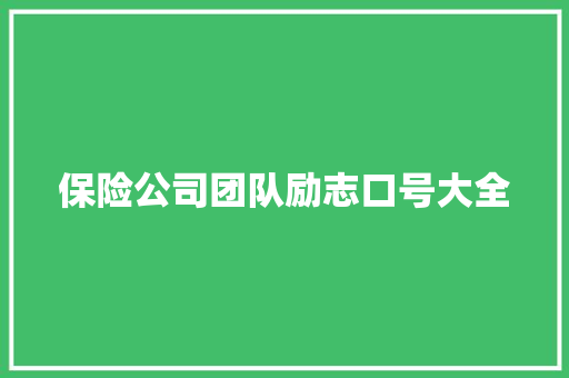保险公司团队励志口号大全