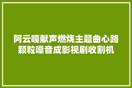 阿云嘎献声燃烧主题曲心路颗粒嗓音成影视剧收割机