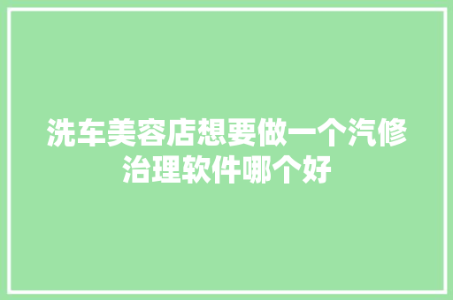 洗车美容店想要做一个汽修治理软件哪个好