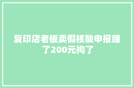 复印店老板卖假核酸申报赚了200元拘了