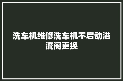 洗车机维修洗车机不启动溢流阀更换