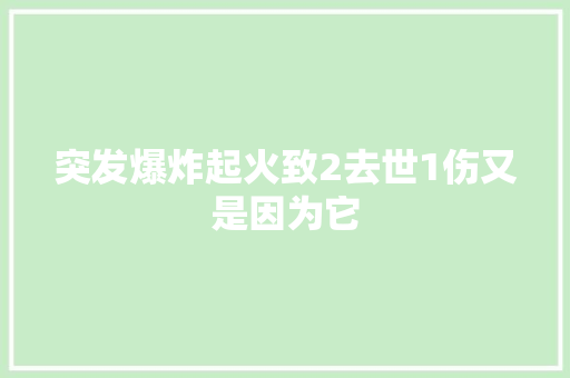 突发爆炸起火致2去世1伤又是因为它