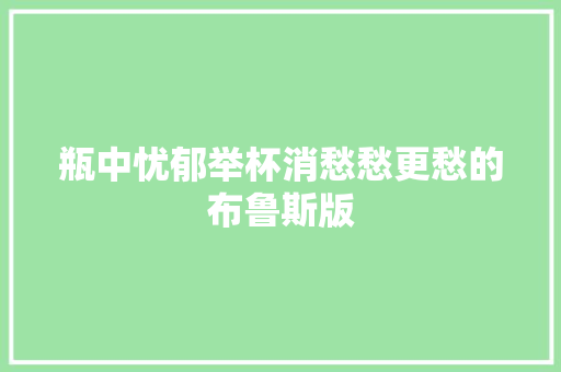 瓶中忧郁举杯消愁愁更愁的布鲁斯版