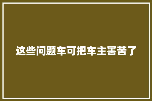 这些问题车可把车主害苦了