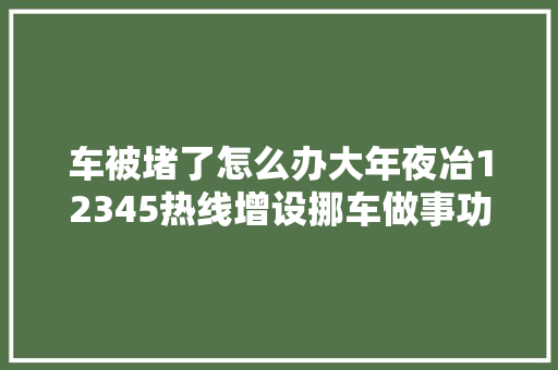 车被堵了怎么办大年夜冶12345热线增设挪车做事功能