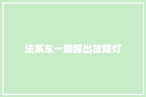 法系车一脚踩出故障灯
