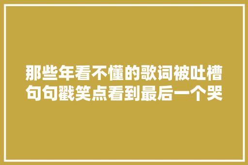那些年看不懂的歌词被吐槽句句戳笑点看到最后一个哭了