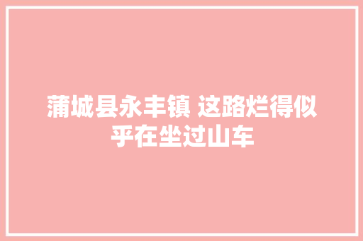 蒲城县永丰镇 这路烂得似乎在坐过山车