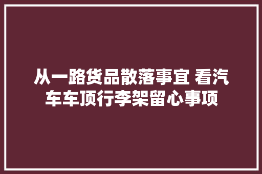 从一路货品散落事宜 看汽车车顶行李架留心事项