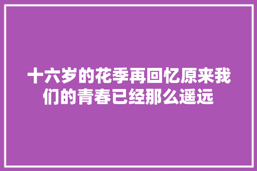 十六岁的花季再回忆原来我们的青春已经那么遥远 休闲娱乐