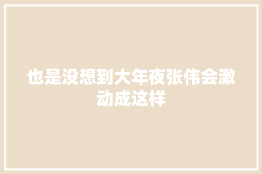也是没想到大年夜张伟会激动成这样